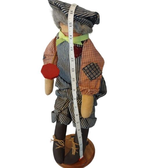 Attic Babies Marty Maschino Rag Doll Stop Sign Handcrafted Tea Stained Muslin - Picture 9 of 9